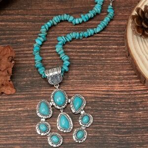 Turquoise and Silver Pendant Necklace
